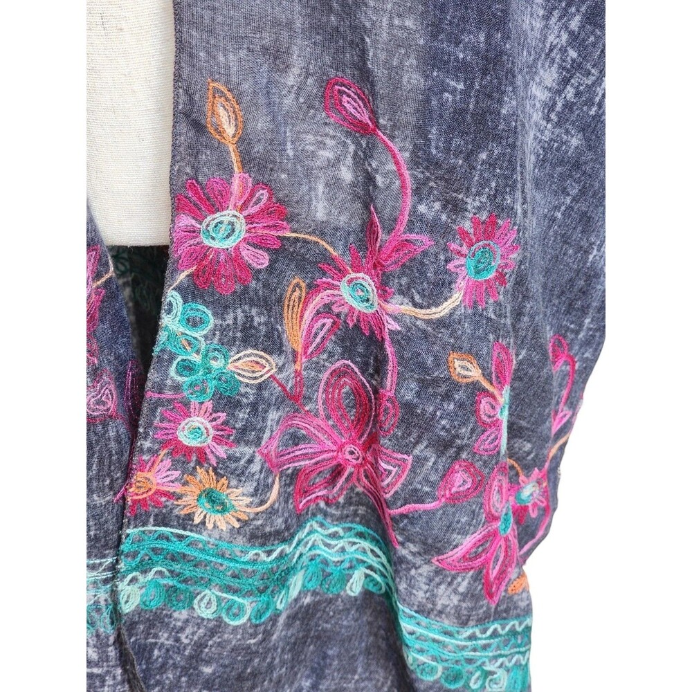 Boho Embroidered Kimono Open Front One Size - image 3